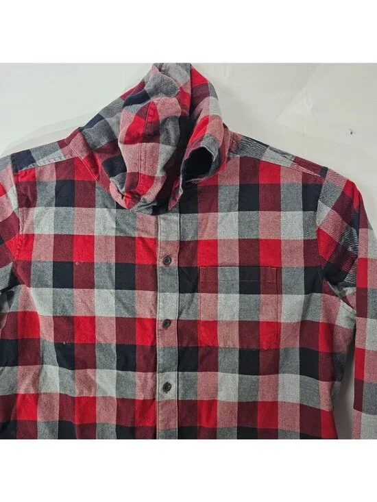 Eddie Bauer Shacket Mens XL Red Plaid Hoodie Button Up Jacket Outdoor Cotton - Picture 8 of 15